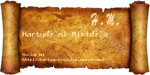 Hartyáni Miklós névjegykártya
